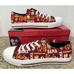 Alabama Crimson Tide Foco Sneakers‎ Canvas Mens 11 Food Print Low Top Shoes NIB